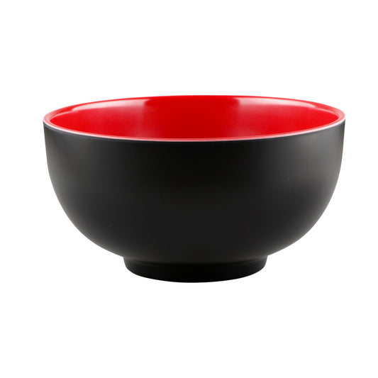 Melamine Round Two-Tone Bowl - Black Outside, Red Inside
