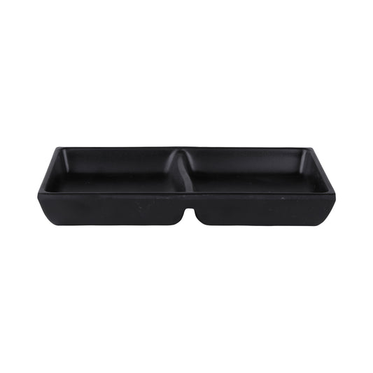 Melamine 2 Compartment Sauce Dish - Black