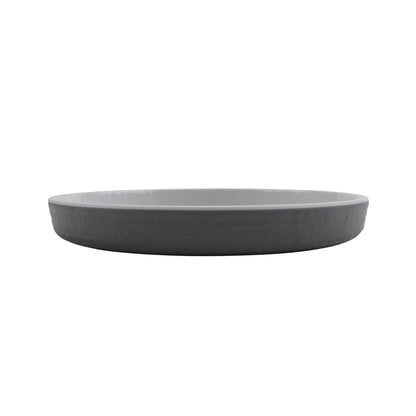 7" Round Edged Melamine Dinner plate, Glossy White inside/ Gray Matte outside, GET. Roca. (12 Pack)