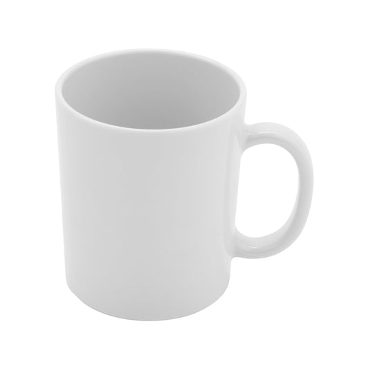12 oz. Tritan, White, Coffee Mug with Handle, (16 oz. rim-full), 3.5" Top Dia., (4.8" Top Dia. with Handle), 4.1" Tall, 3.9" Deep, G.E.T. Cups & Mugs (12 Pack)