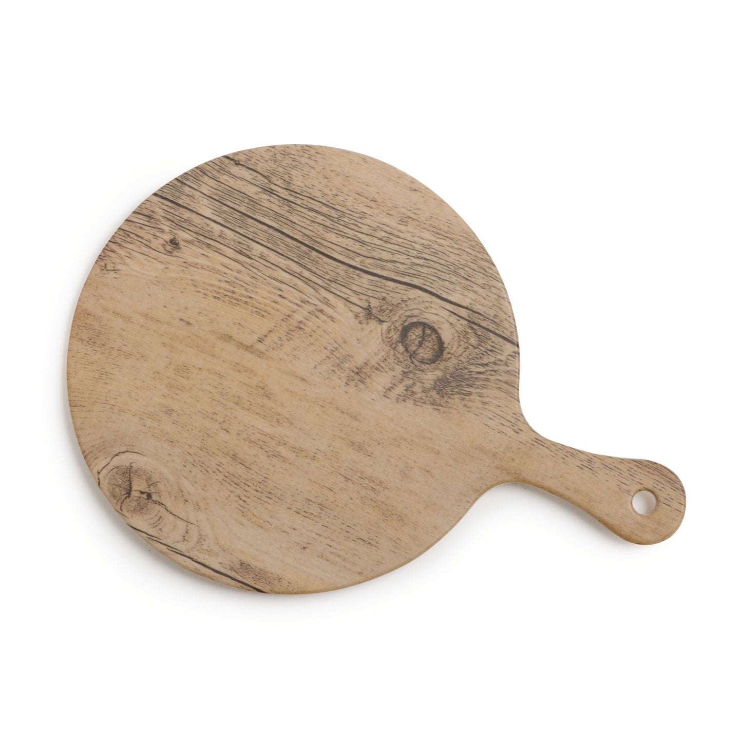Melamine Round Faux Oak Wood Display with Foot and Handle