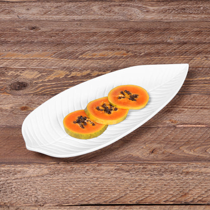 Melamine Medium Leaf Platter - White