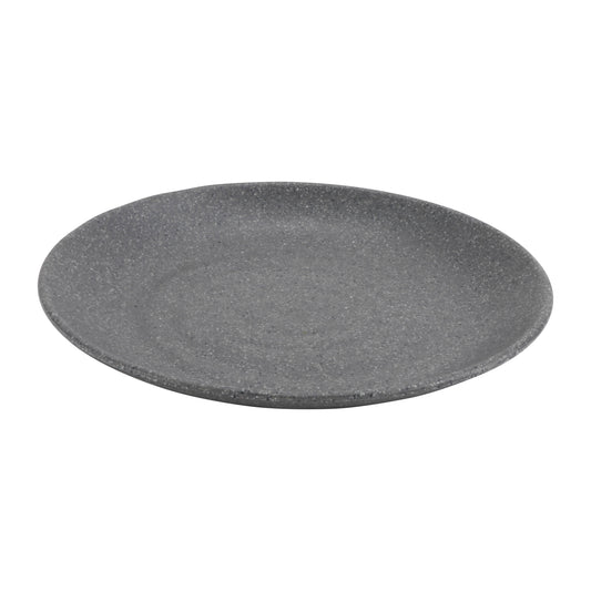 10" infuse stone grey round melamine plate (large), 10"L x 10"W x 1.3"H, GET, cheforward