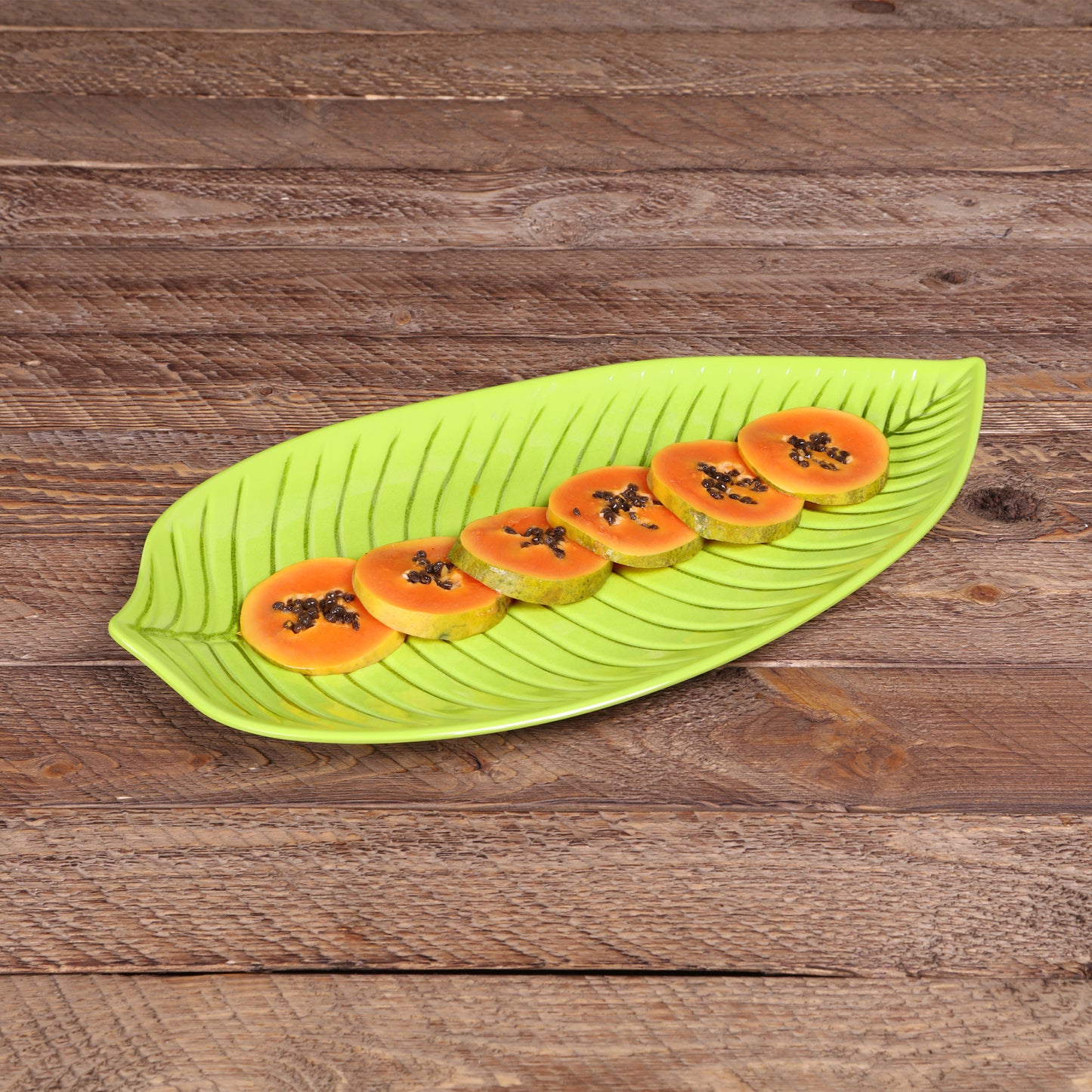 Melamine Large Leaf Platter - Design Green