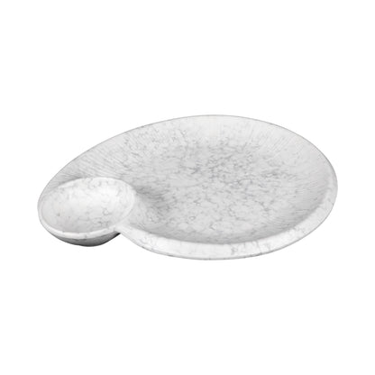 Melamine Round Chip & Dip Plate - Gray Marble