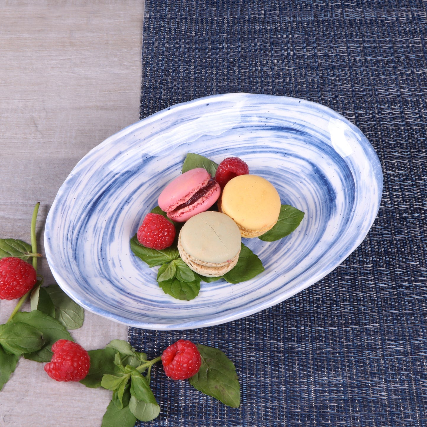 Melamine Deep Oval Plate - Navy Design