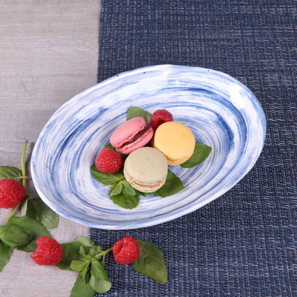 Melamine Deep Oval Plate - Navy Design
