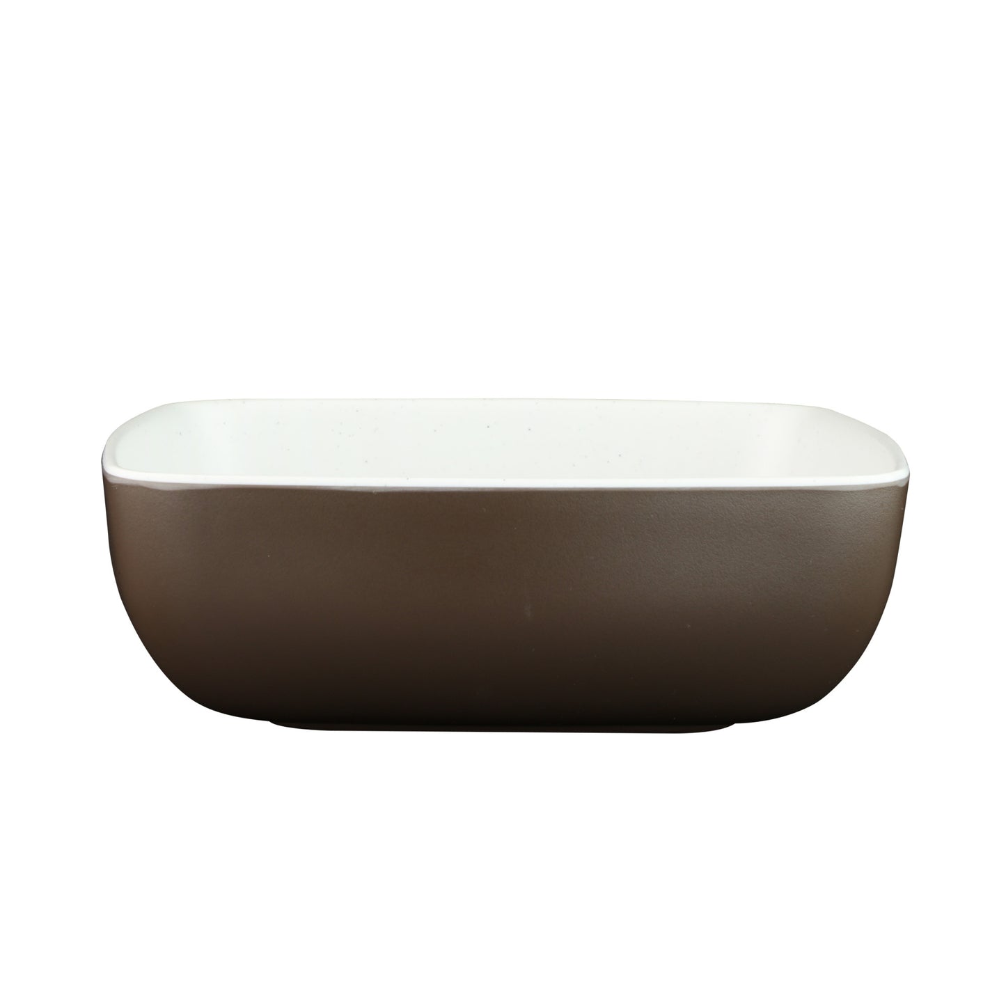 Melamine Square Bowl - White Speckle Inside, Chocolate Outside