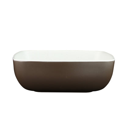 Melamine Square Bowl - White Speckle Inside, Chocolate Outside