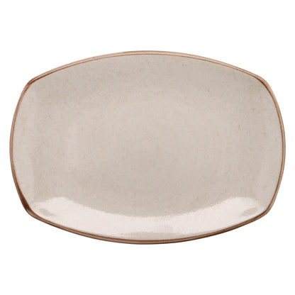 13 7/9" x 9 2/3" Beige Porcelain Platter, Corona Artisan Beige (Stocked)