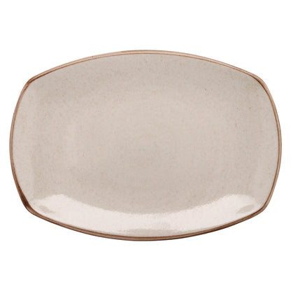 13 7/9" x 9 2/3" Beige Porcelain Platter, Corona Artisan Beige
