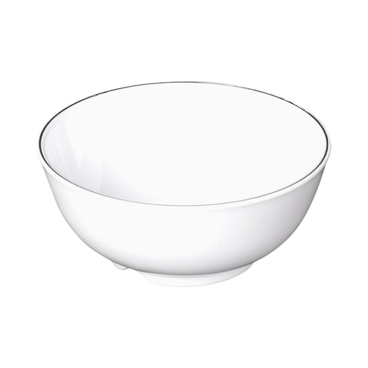 Melamine Round Bowl - White w/ Black Trim