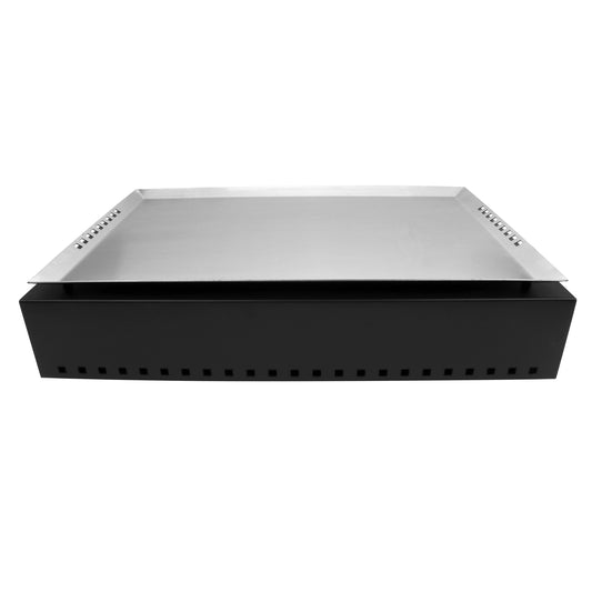 Strata Rectangular Serving Tray Kit, includes: (1) 23.5" x 15.5" stainless steel tray ST11712014, (1) 24.5" x 16.5" x 5.25" 18 gauge powder coated galvanized steel deck unit with protective case ST11602112, G.E.T. STRATA BUFFET SYSTEM ST11712014K