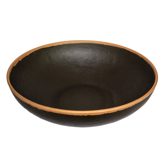 5.5 qt. Brown, Melamine, Large Display Bowl, (6 qt. rim-full), 13.5" Top Dia., 3.75" Deep, G.E.T. Pottery Market Glazed