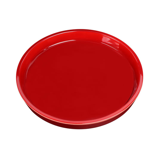 Melamine Round Coupe Plate - Red Glaze