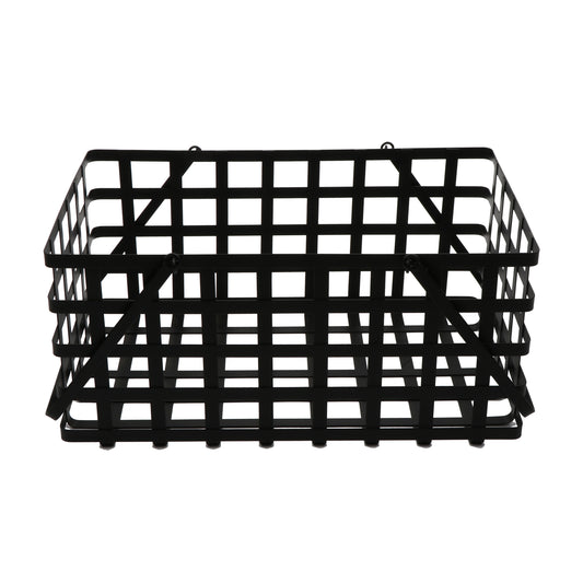 18" L x 11.5" W x 8.5" H, Black, Iron Powder Coated, Rectangular Basket with Strap Construction Handles, (8.25" Deep), G.E.T Harvest Baskets