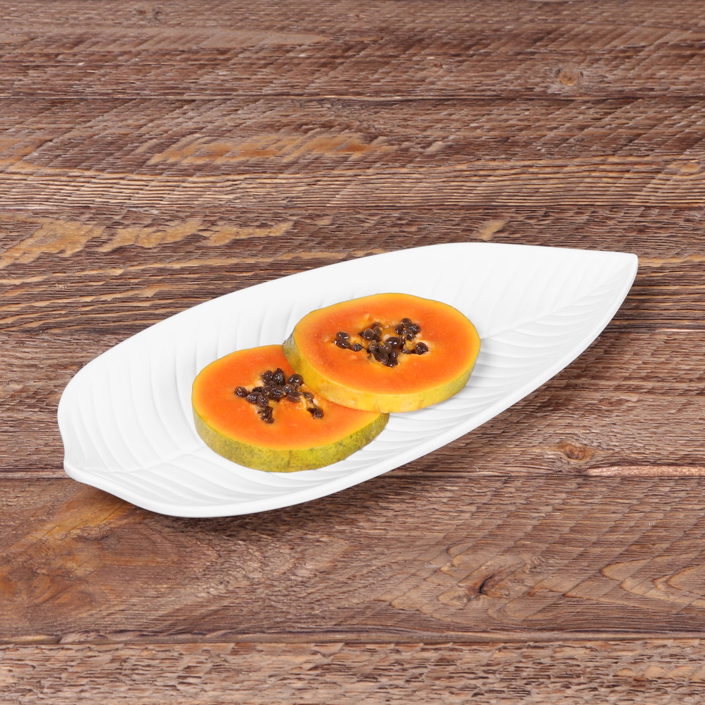Melamine Small Leaf Platter - White