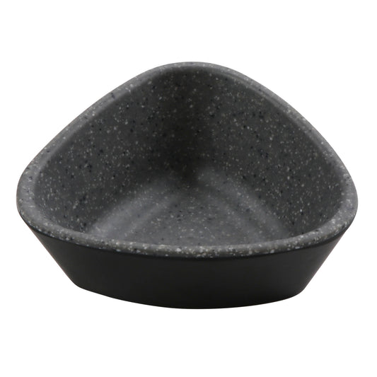 2.5 oz revive stone grey/black triangle melamine ramekin with organic texture, 3.25"L x 3"W x 1.63"H, GET, cheforward