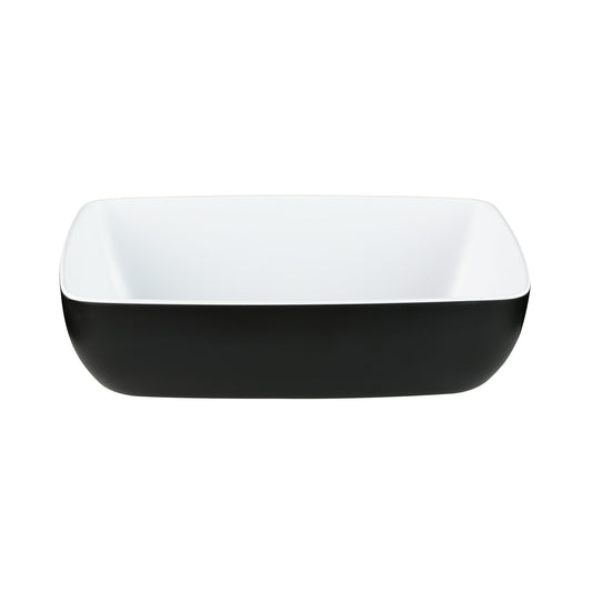 Melamine Rectangular Bowl - White Inside, Black Outside