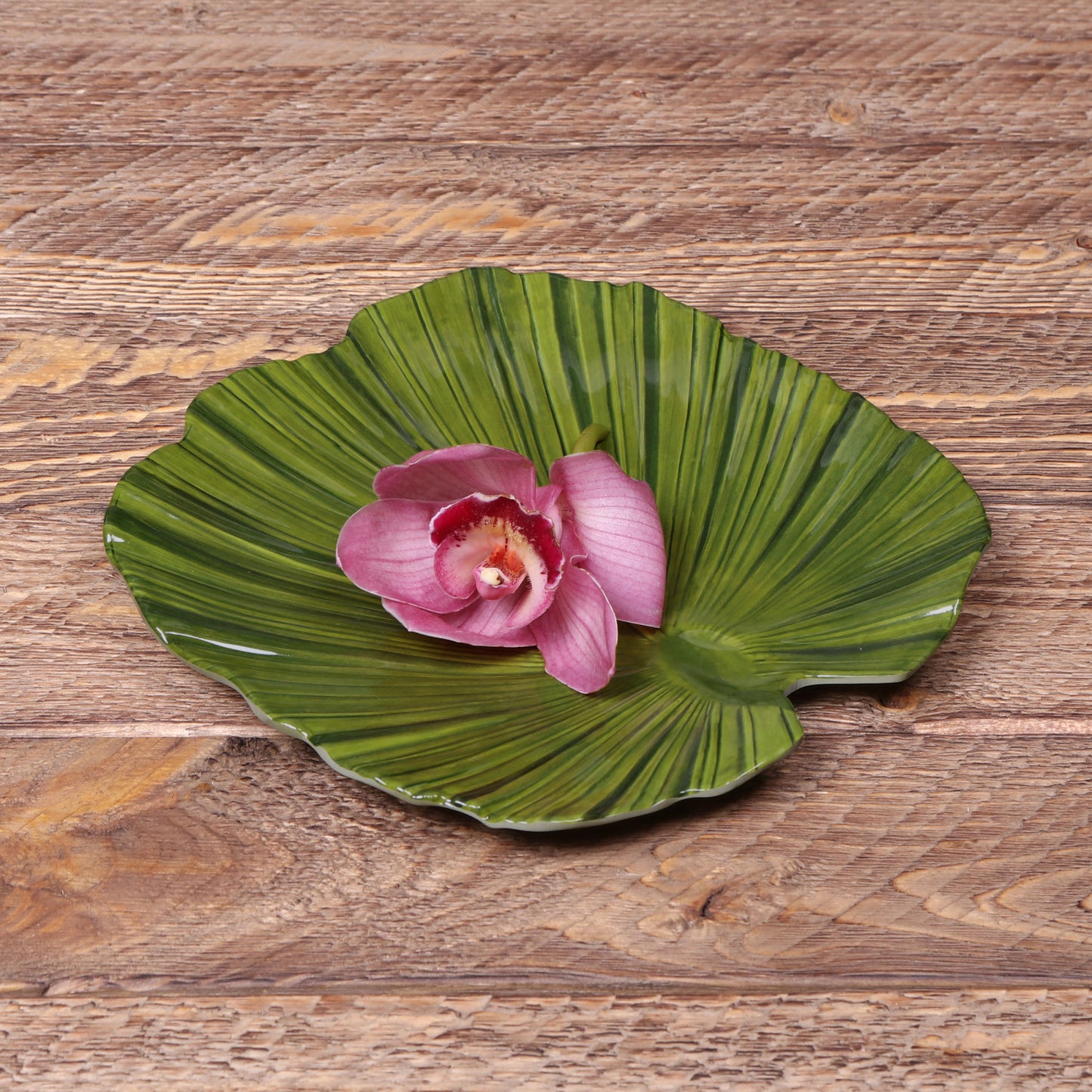Melamine Small Palm Leaf Plate - Design Green