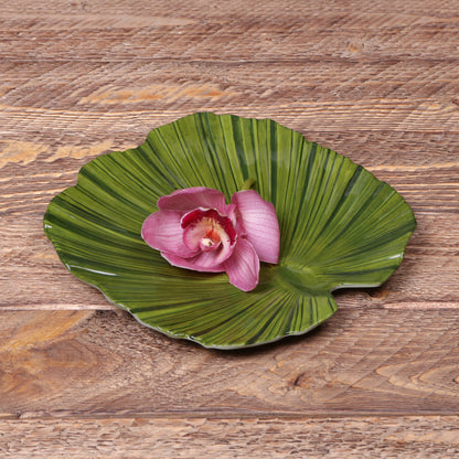 Melamine Small Palm Leaf Plate - Design Green