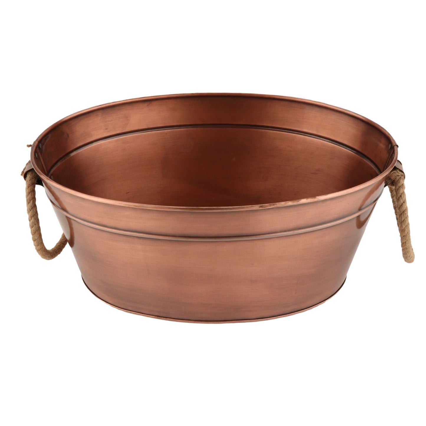 3 gal., Oval Antique Copper Beverage Tub with Rope Handles