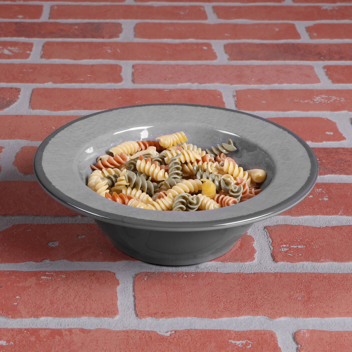Melamine Round Crackle Bowl - Gray