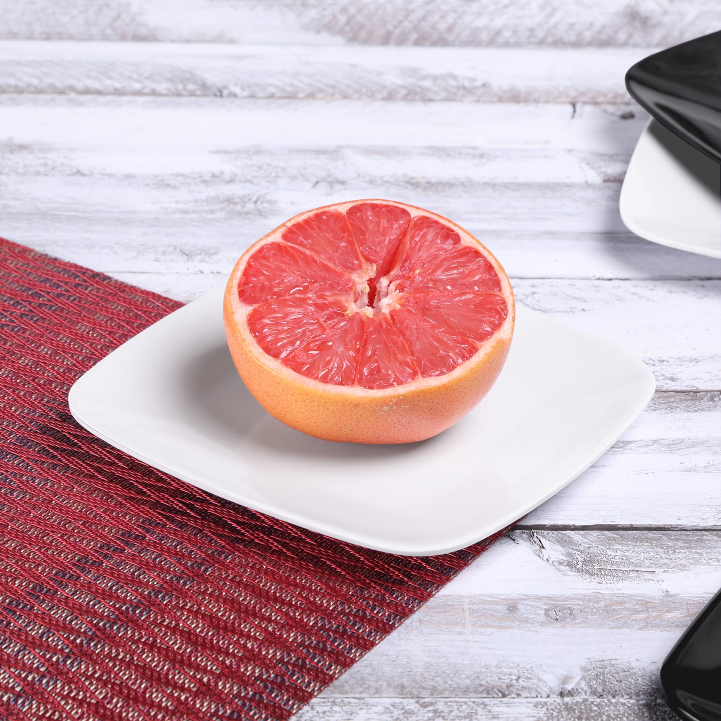 Melamine Rounded Edge Square Plate - White