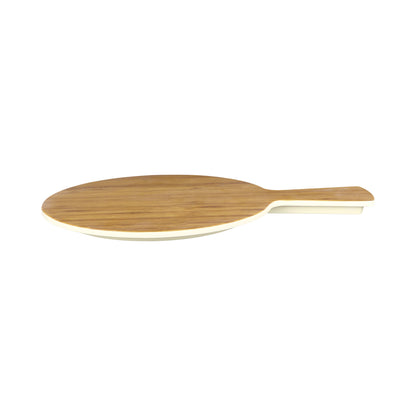 Melamine Round Serving Board - Bamboo
