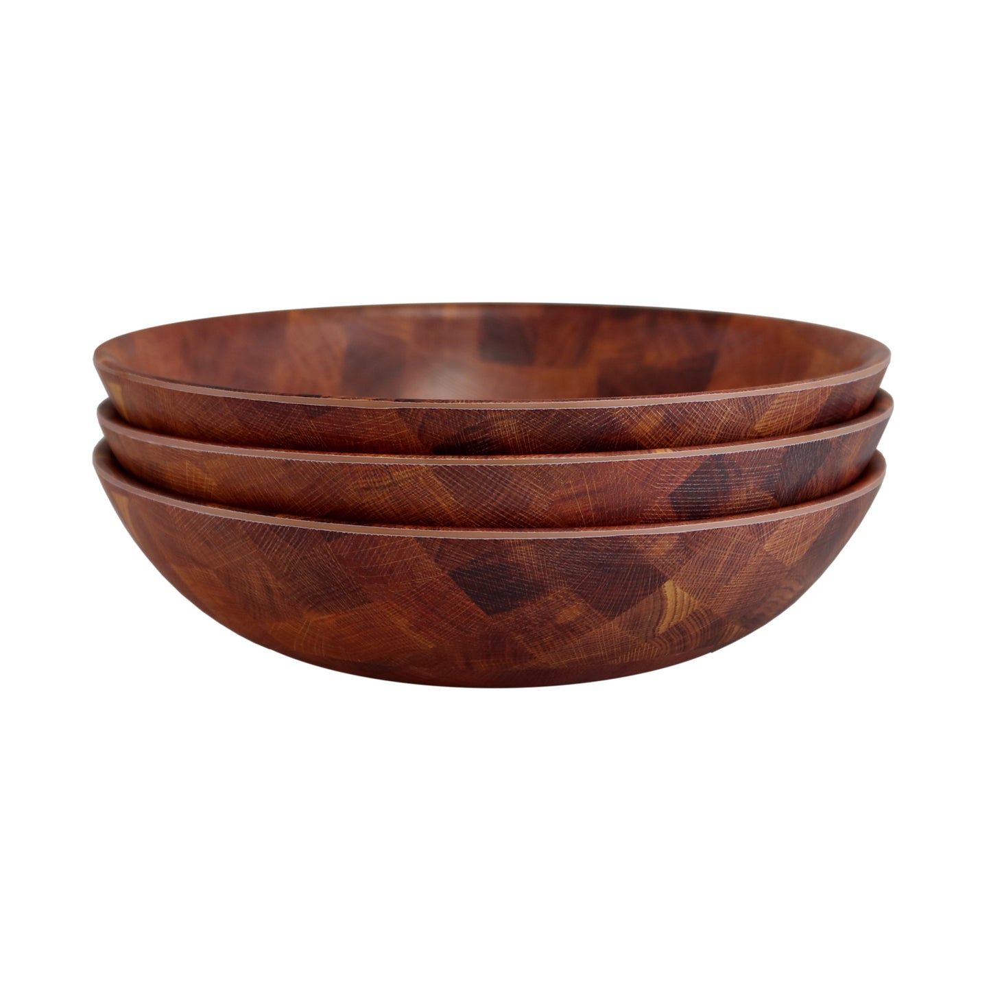 Melamine Round Bowl - Checkered Wood