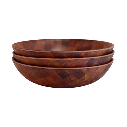 Melamine Round Bowl - Checkered Wood