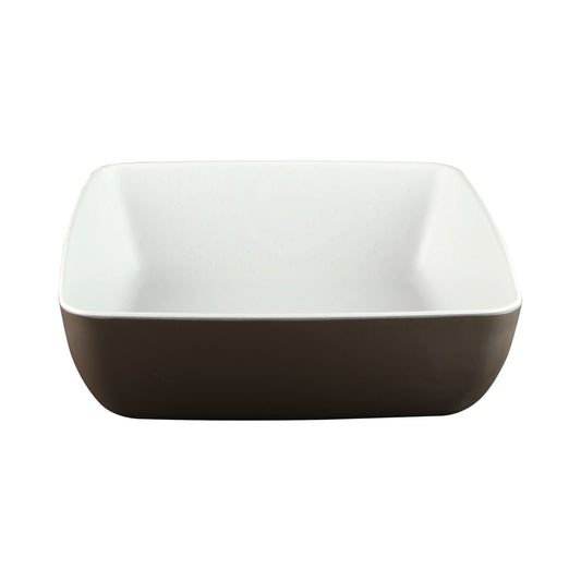 Melamine Square Bowl - White Speckle Inside, Chocolate Outside