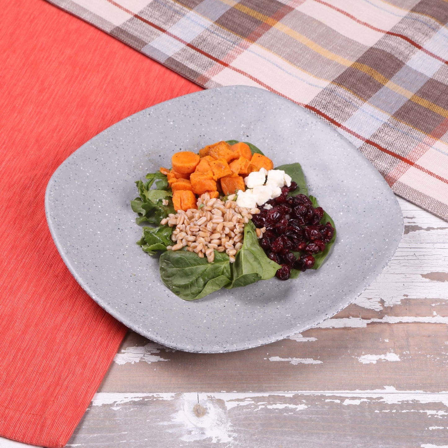 Melamine Square Plate w/ Rounded Edges - Granite Stone