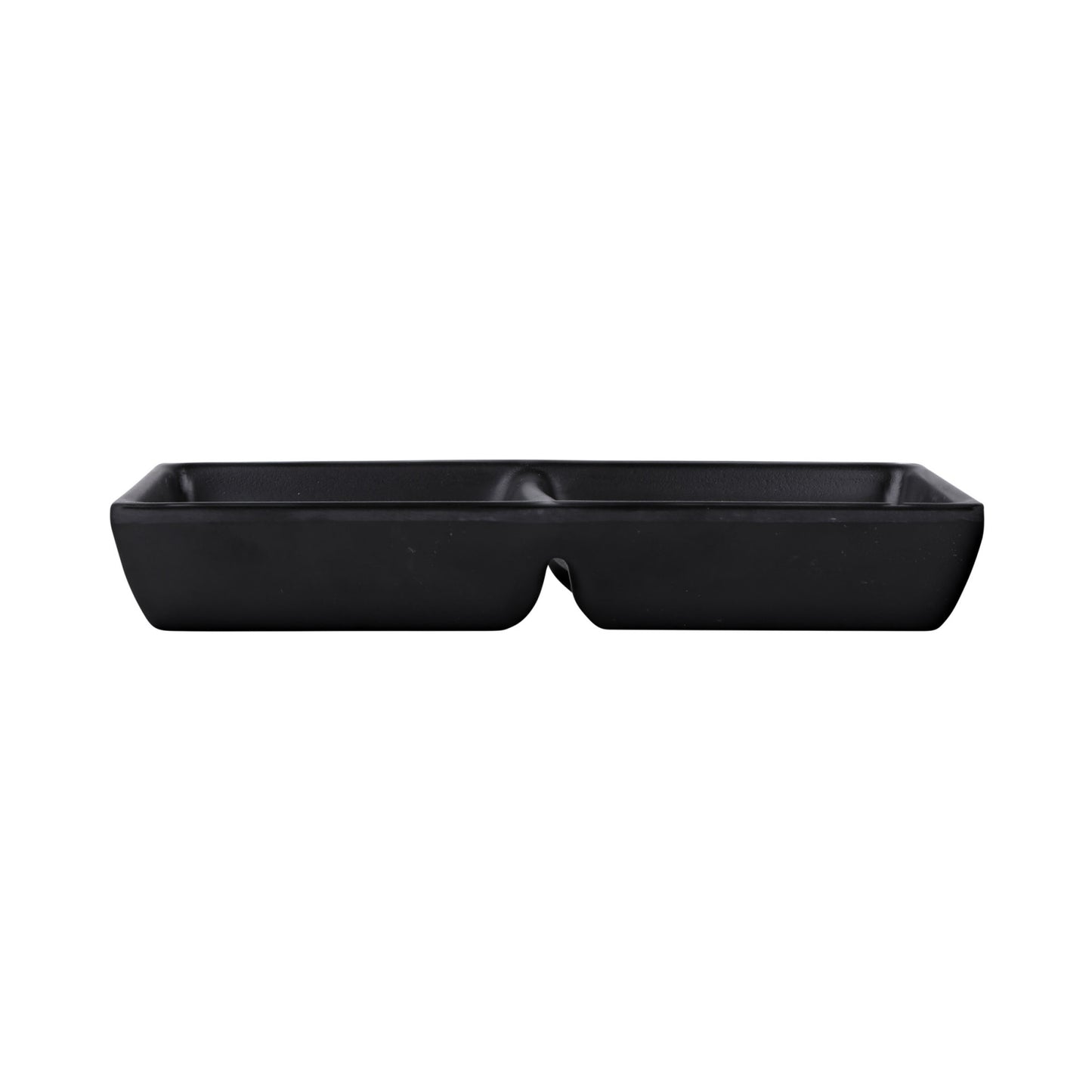 Melamine 2 Compartment Sauce Dish - Black