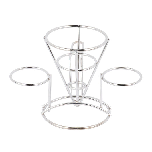 Cone French Fry Holder with Two Sauce Cup Holders