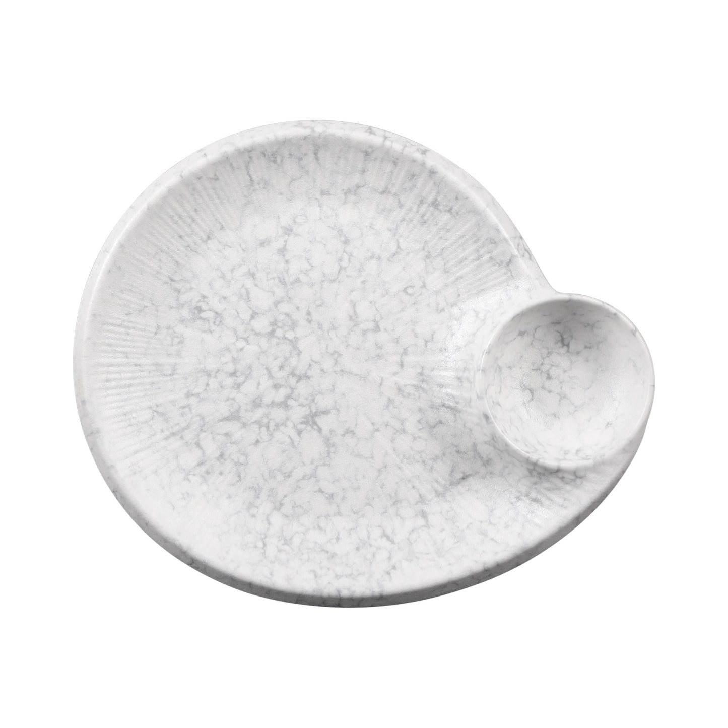 Melamine Round Chip & Dip Plate - Gray Marble