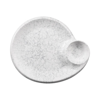 Melamine Round Chip & Dip Plate - Gray Marble