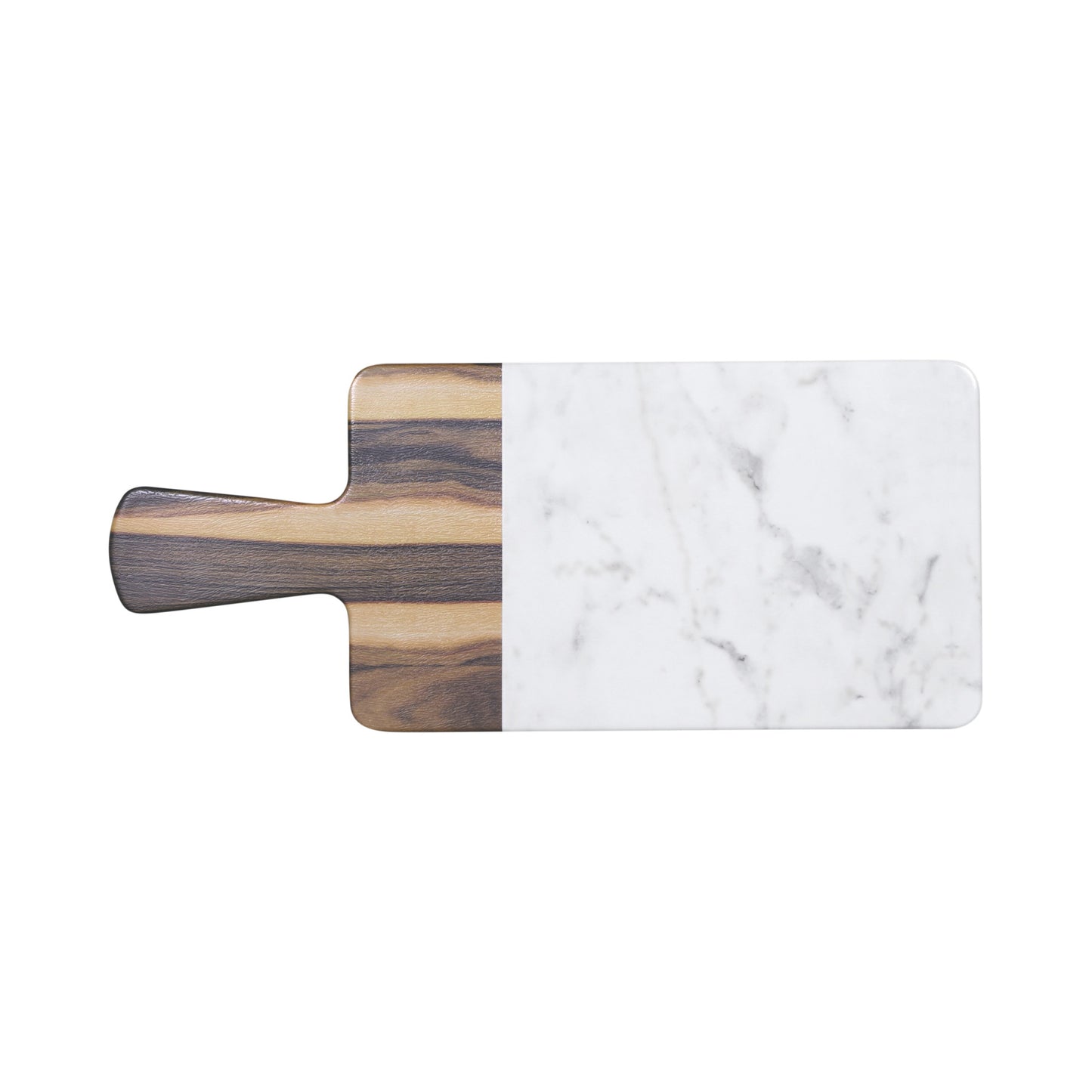 Melamine Rectangular Serving Board - Hickory Wood, Carrara Marble