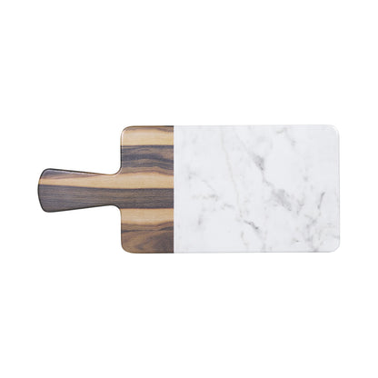 Melamine Rectangular Serving Board - Hickory Wood, Carrara Marble