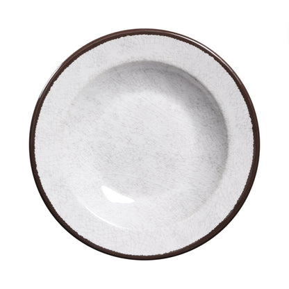 Melamine Round Crackle Pasta/Soup Bowl - White