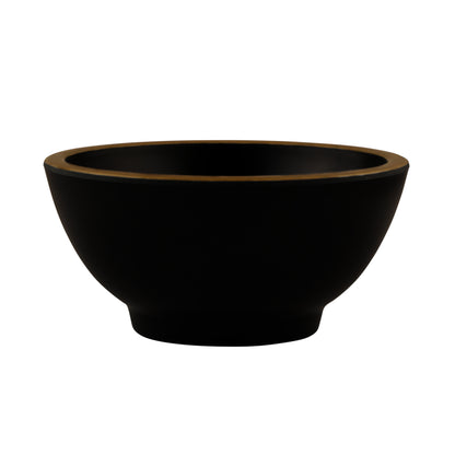 Melamine Round Bowl - Black w/ Gold Decal