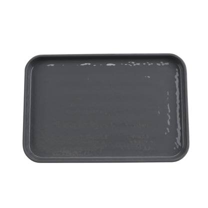 12" x 8" Melamine Rectangular Plate, Glossy Gray inside/ Black Matte outside, GET. Roca. (12 Pack)
