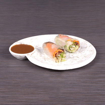 Melamine Round Chip & Dip Plate - Brown Marble