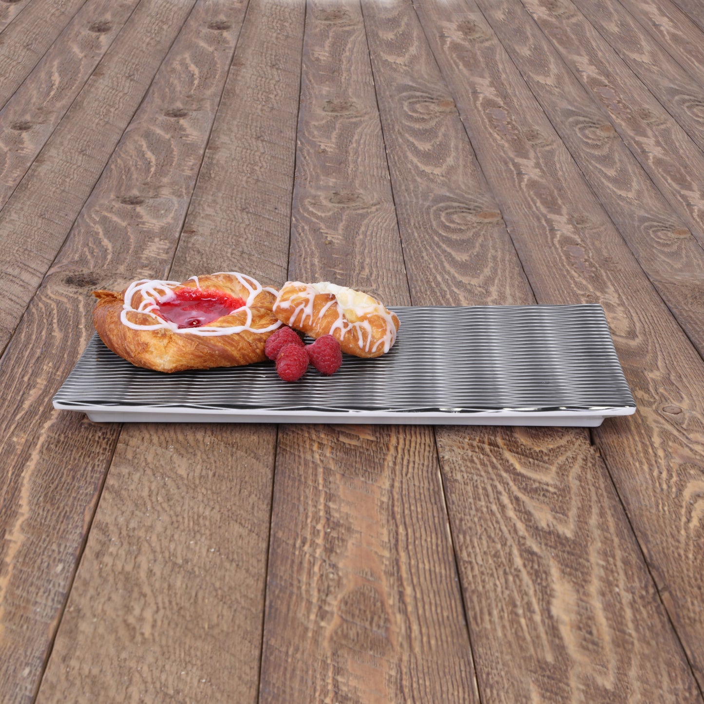 Melamine Rectangular Plate - White w/ Black Decal
