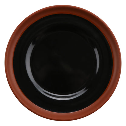 7" balance shiny black/matte terra cotta round melamine plate (small), 7"L x 7"W x 0.5"H, GET, cheforward