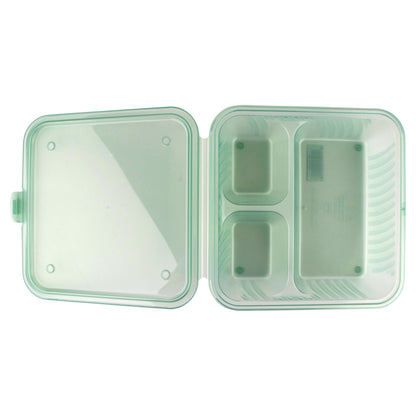 3-Compartment Polypropylene, Jade, Flat Top Food Reusable Container, 9" L x 9" W x 2" H, G.E.T. Eco-Takeout's (12 Pack)