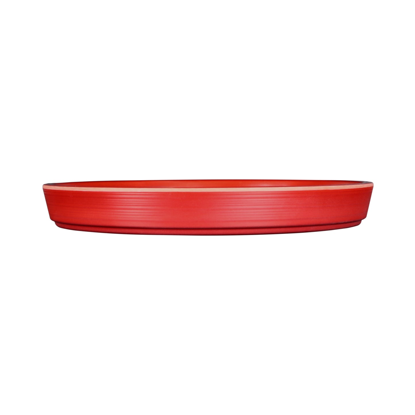 Melamine Round Coupe Plate - Red Glaze