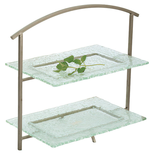 Tall Metal Rectangular 2-Tier Riser