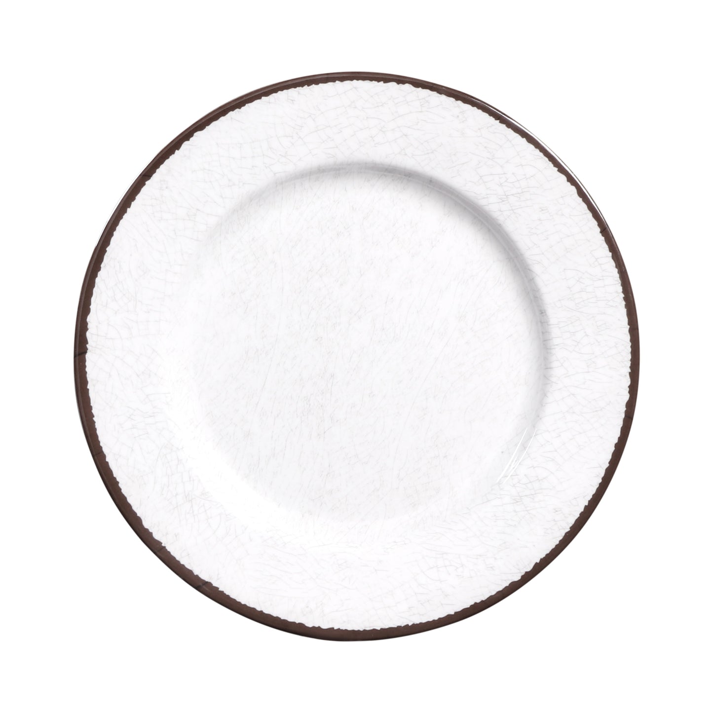 Melamine Round Crackle Plate - White