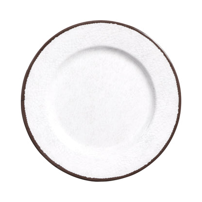 Melamine Round Crackle Plate - White